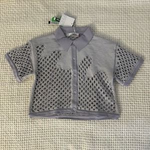 PH5 Purple Crochet Knit Oversized Polo Shirt - XS - NWT